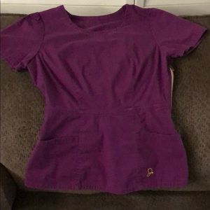 Magenta Peplum Scrub Top